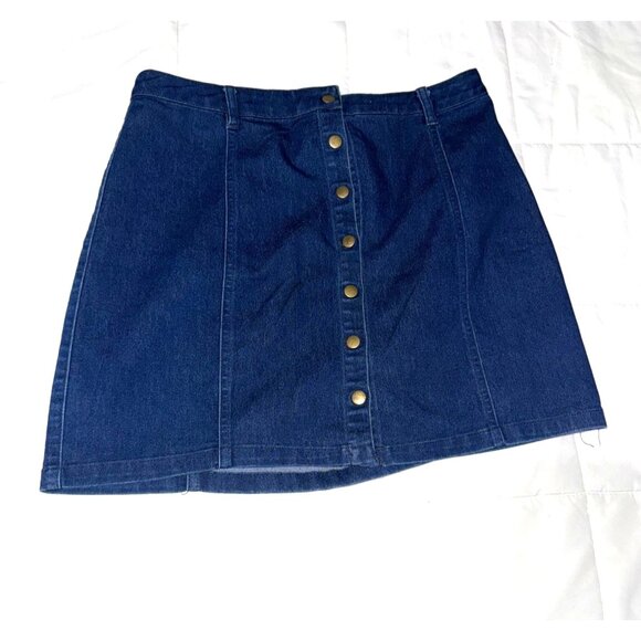 Forever 21 Womens Blue Denim Button-Front A-Line Skirt Size M - Picture 1 of 5